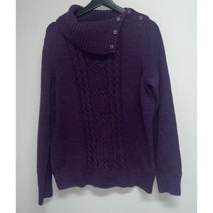 Tommy Hilfiger Womens Turtleneck Sweater Size XL Cable Knit Purple Pullover